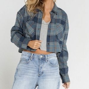 RSQ Double Windowpane Crop Flannel Tilly's Shirt🧥